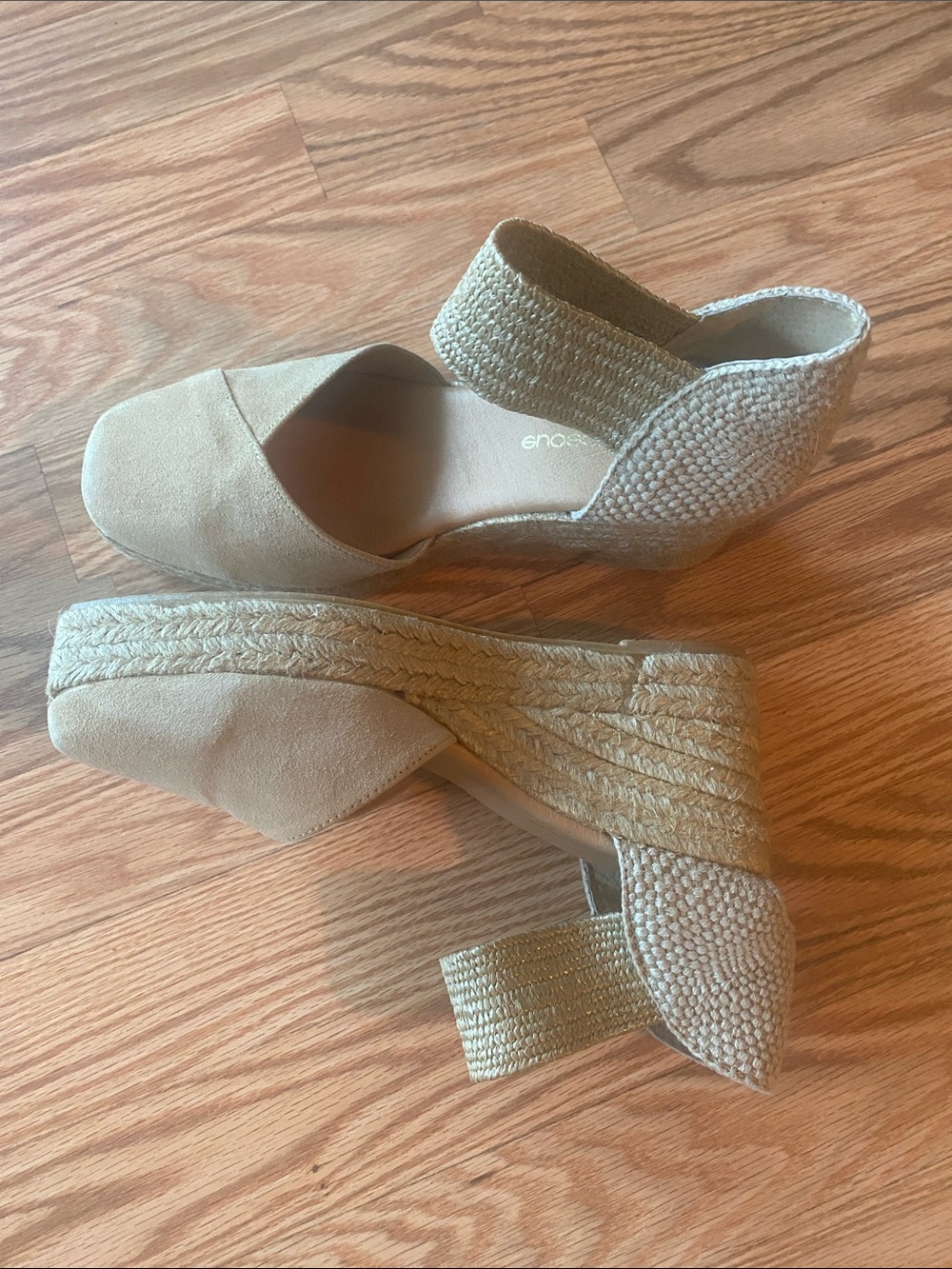 Andre Assous Tan Woven Ankle-Strap Espadrille Suede Wedges-38
